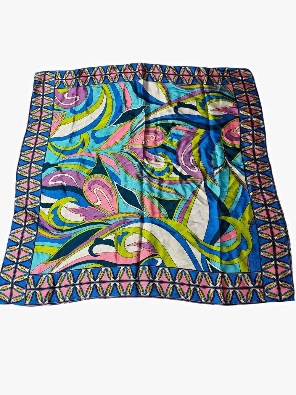 Boston Proper Women's Satin Polyester Square Scarf Abstract Multicolor 26x26